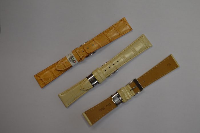 Cinturino Beige Imbottito Stampa Alligatore