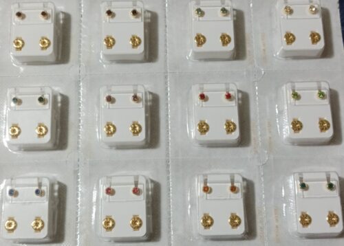 Pre-Orecchini Regular Strass Colorato Studex – Dorato